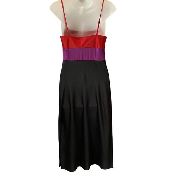 Express Y2K Colorblock Midi Slip Dress Women XS Black Red Purple Vampirecore NEW - Picture 2 of 11